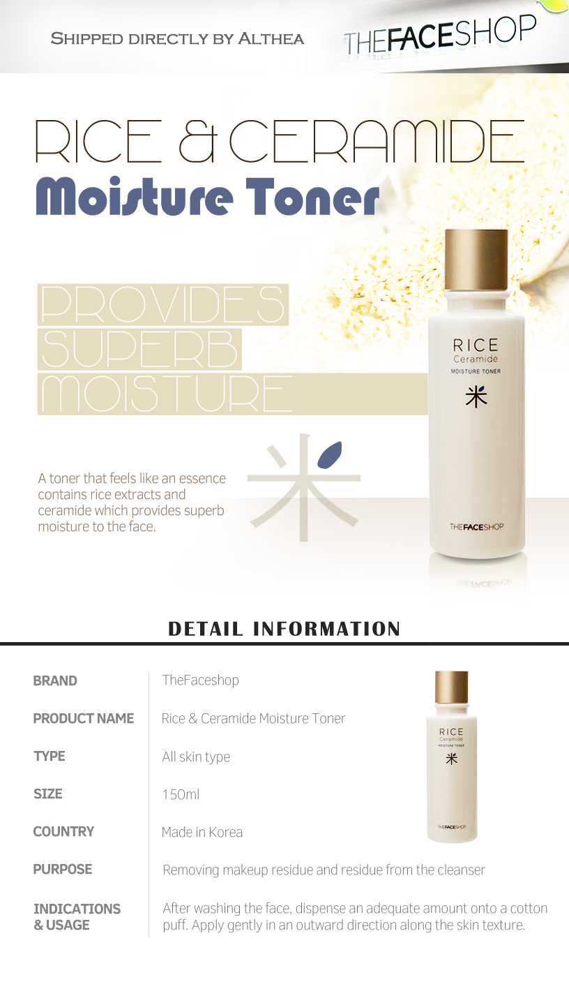 Buy THE FACE SHOP Rice & Ceramide Moisture Toner (150ml) at Althea Malaysia